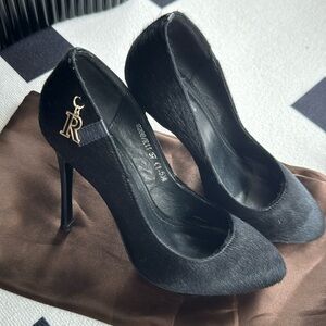 Fur designer high heel shkes